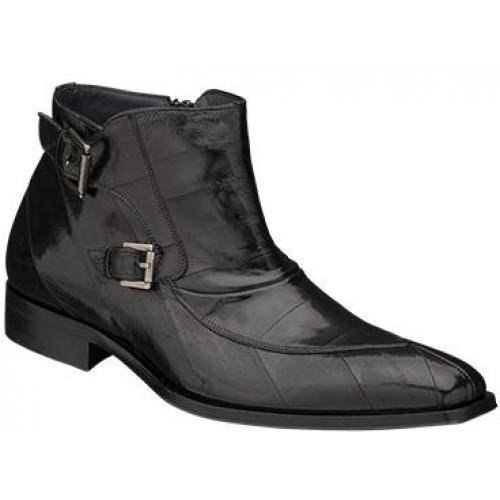 Mezlan "Empoli" Black Genuine Eelskin W/Double Side Buckle  Leather Boots
